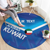 Custom Kuwait Football Round Carpet Al-Azraq Sporty Style