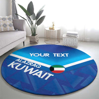 Custom Kuwait Football Round Carpet Al-Azraq Sporty Style