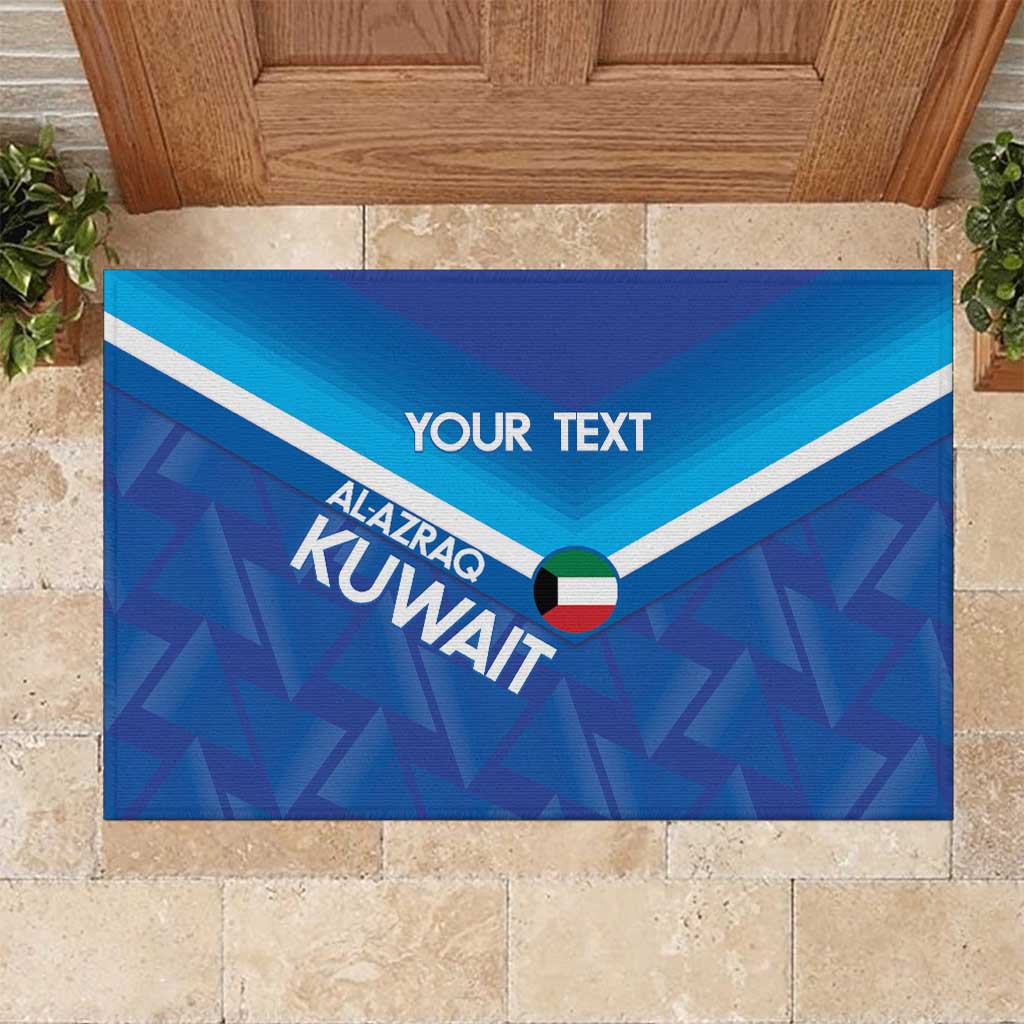 Custom Kuwait Football Rubber Doormat Al-Azraq Sporty Style - Wonder Print Shop
