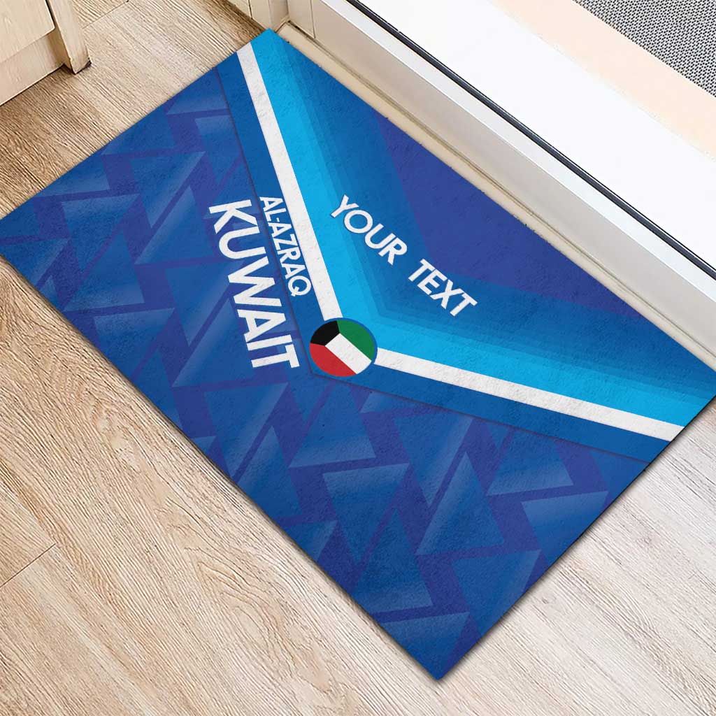 Custom Kuwait Football Rubber Doormat Al-Azraq Sporty Style - Wonder Print Shop
