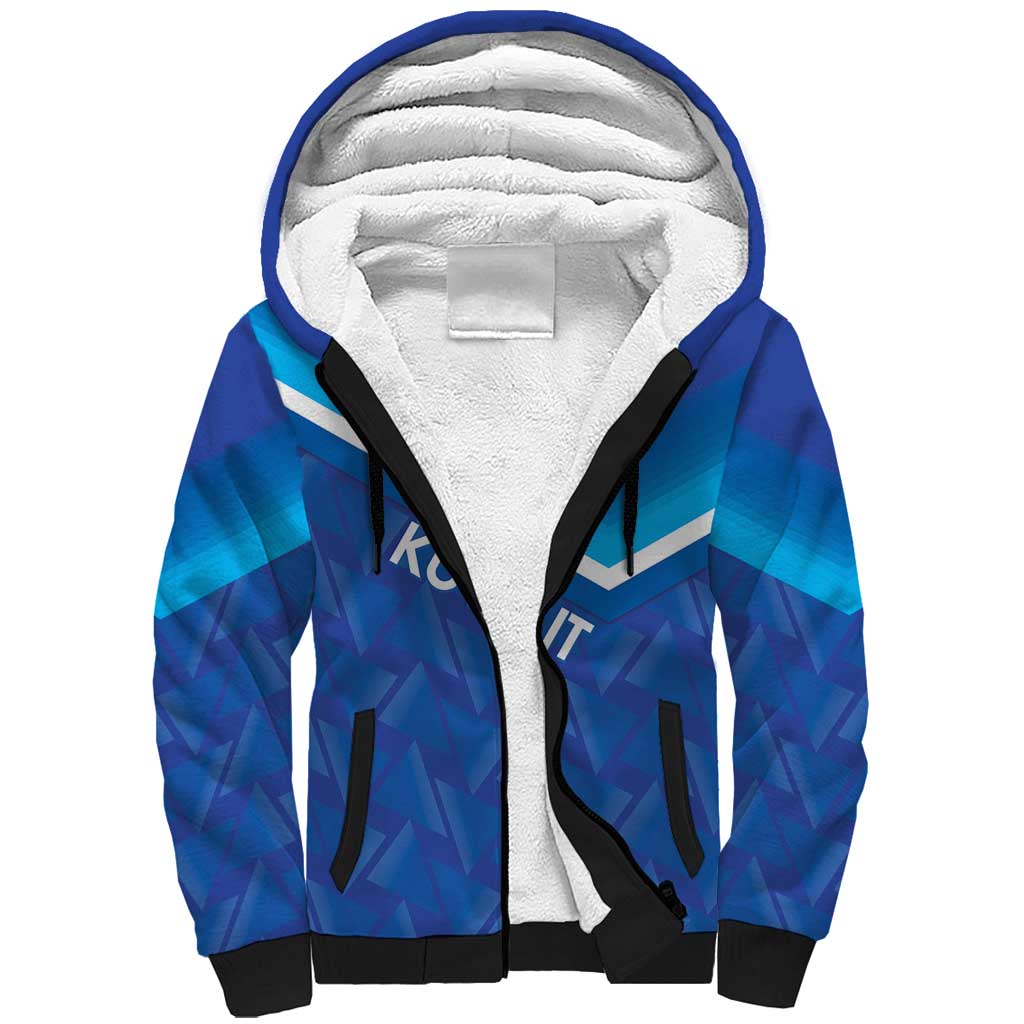 Custom Kuwait Football Sherpa Hoodie Al-Azraq Sporty Style - Wonder Print Shop
