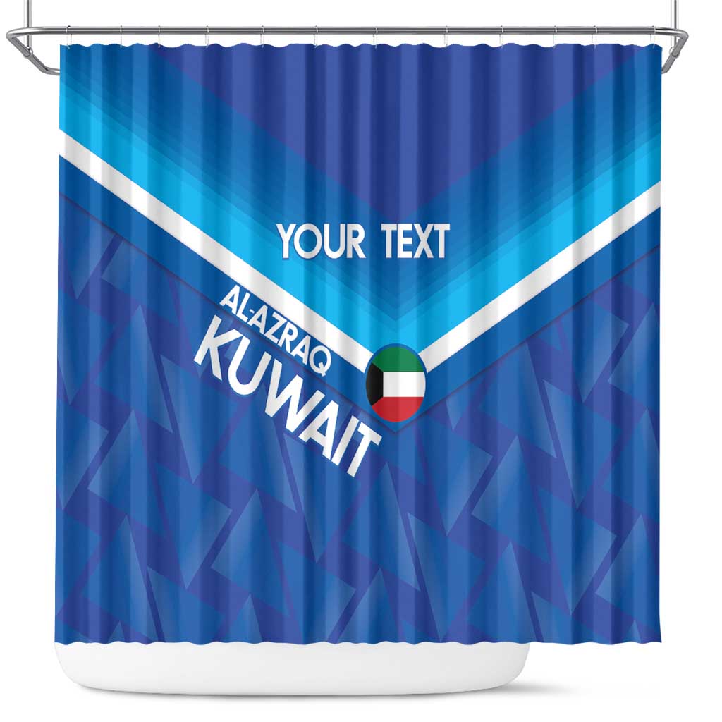 Custom Kuwait Football Shower Curtain Al-Azraq Sporty Style