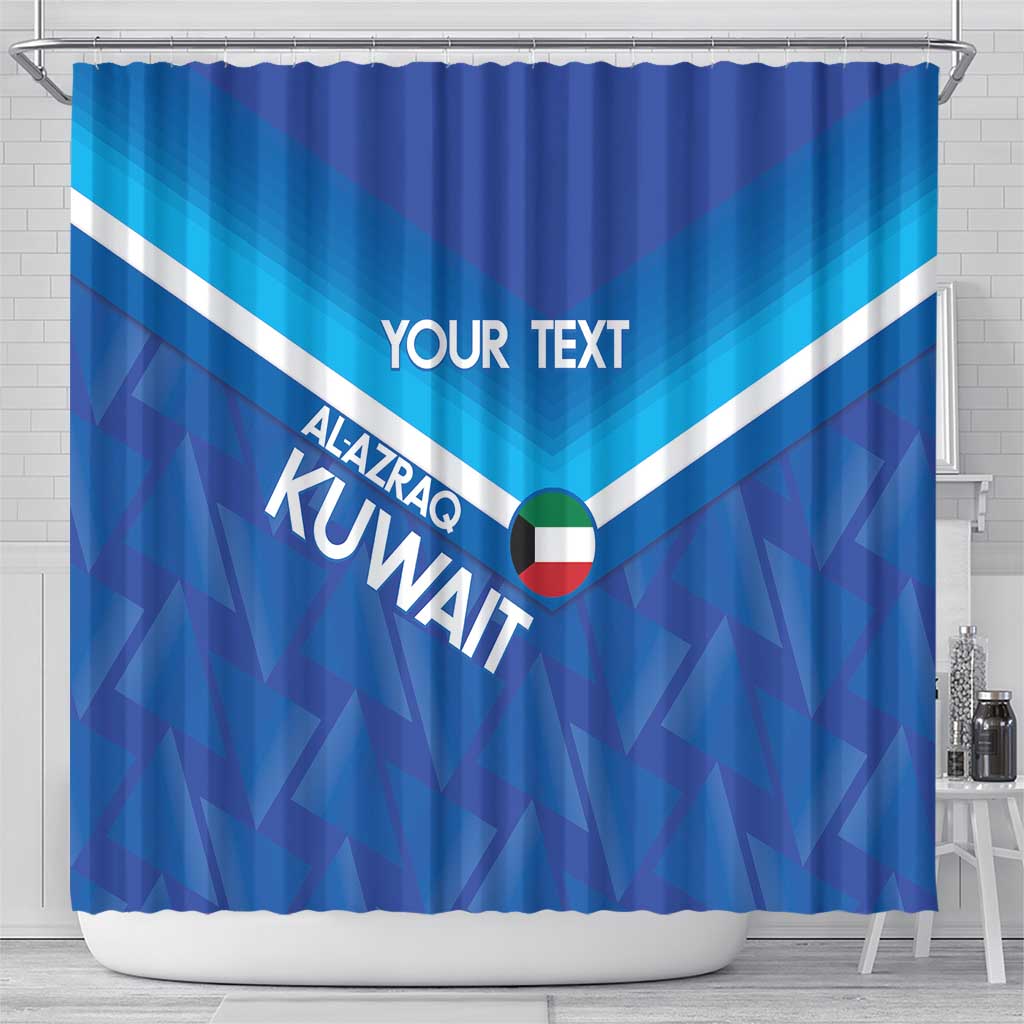 Custom Kuwait Football Shower Curtain Al-Azraq Sporty Style