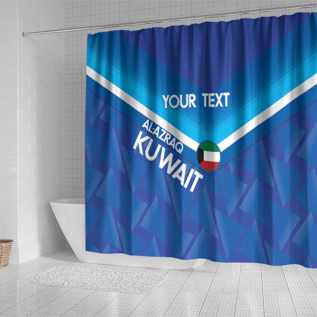 Custom Kuwait Football Shower Curtain Al-Azraq Sporty Style