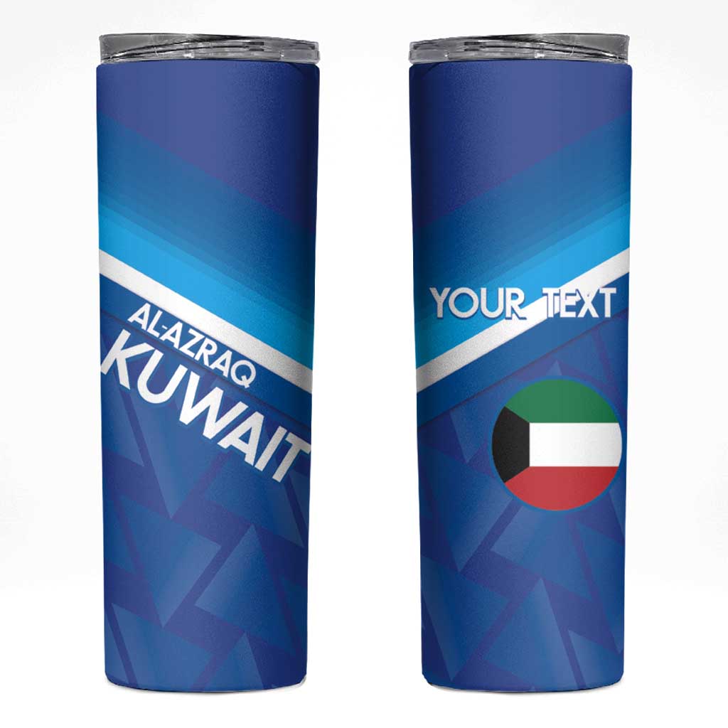 Custom Kuwait Football Skinny Tumbler Al-Azraq Sporty Style - Wonder Print Shop