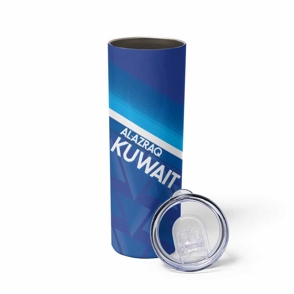 Custom Kuwait Football Skinny Tumbler Al-Azraq Sporty Style - Wonder Print Shop