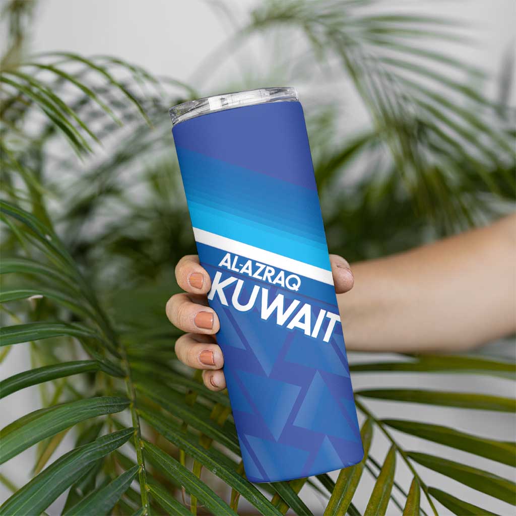 Custom Kuwait Football Skinny Tumbler Al-Azraq Sporty Style - Wonder Print Shop