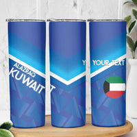 Custom Kuwait Football Skinny Tumbler Al-Azraq Sporty Style - Wonder Print Shop