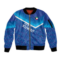Custom Kuwait Football Sleeve Zip Bomber Jacket Al-Azraq Sporty Style - Wonder Print Shop