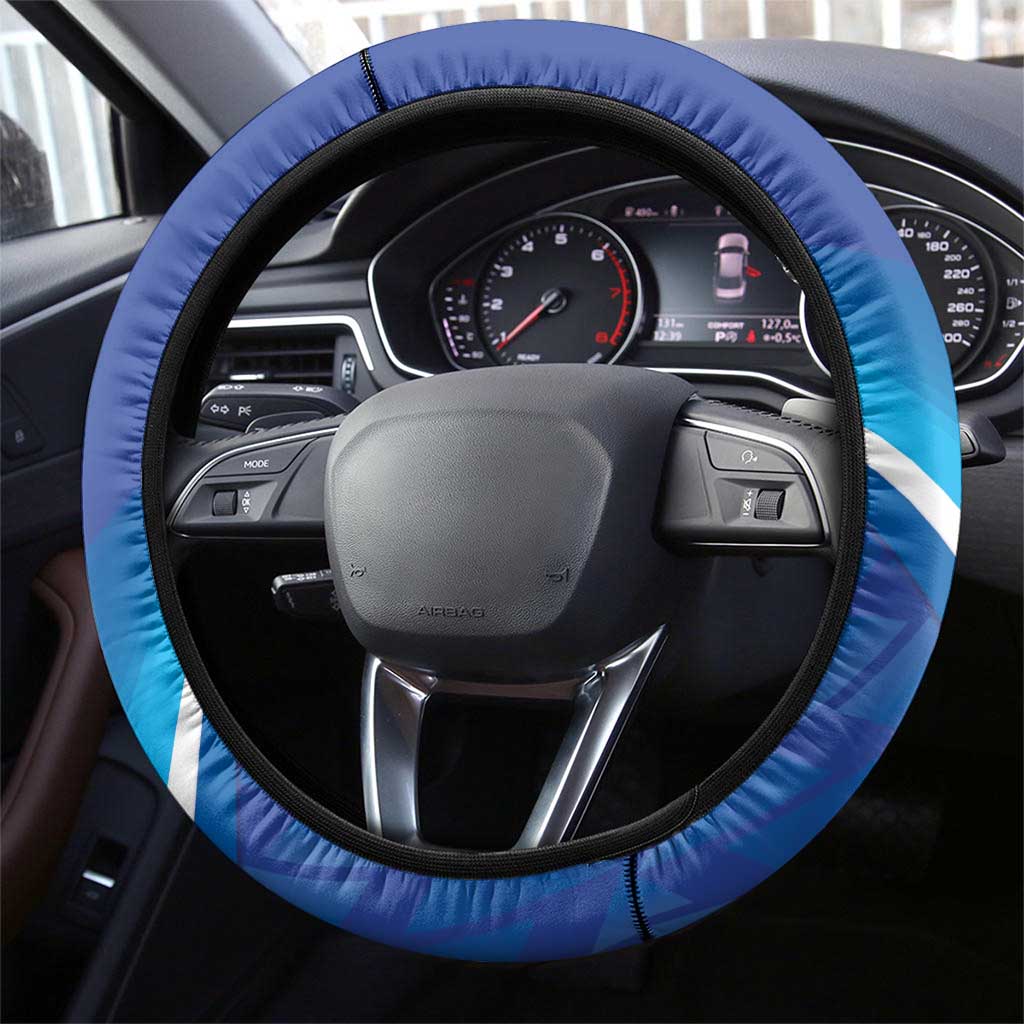Kuwait Football Steering Wheel Cover Al-Azraq Sporty Style - Wonder Print Shop