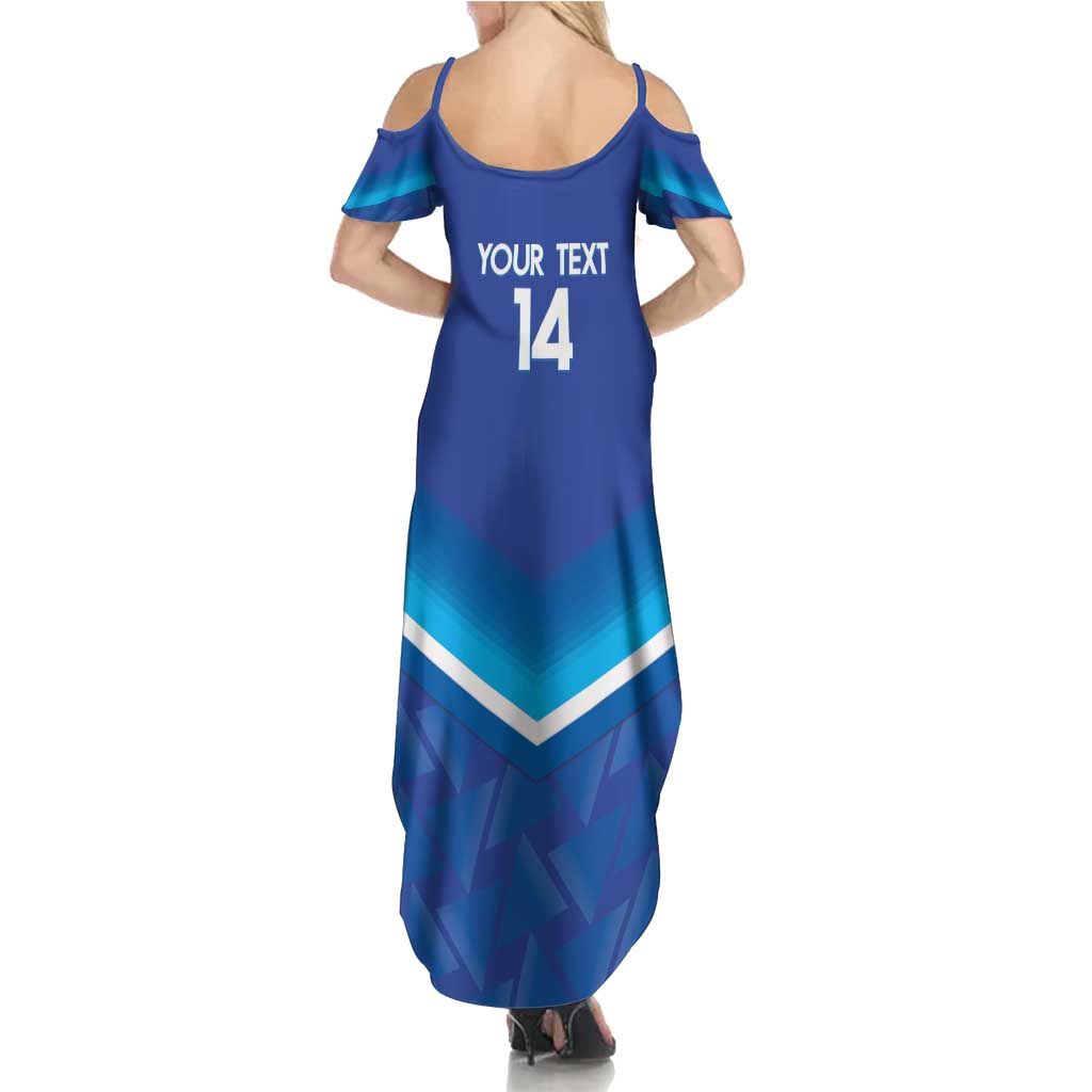 Custom Kuwait Football Summer Maxi Dress Al-Azraq Sporty Style - Wonder Print Shop