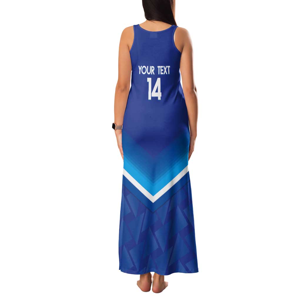 Custom Kuwait Football Tank Maxi Dress Al-Azraq Sporty Style - Wonder Print Shop