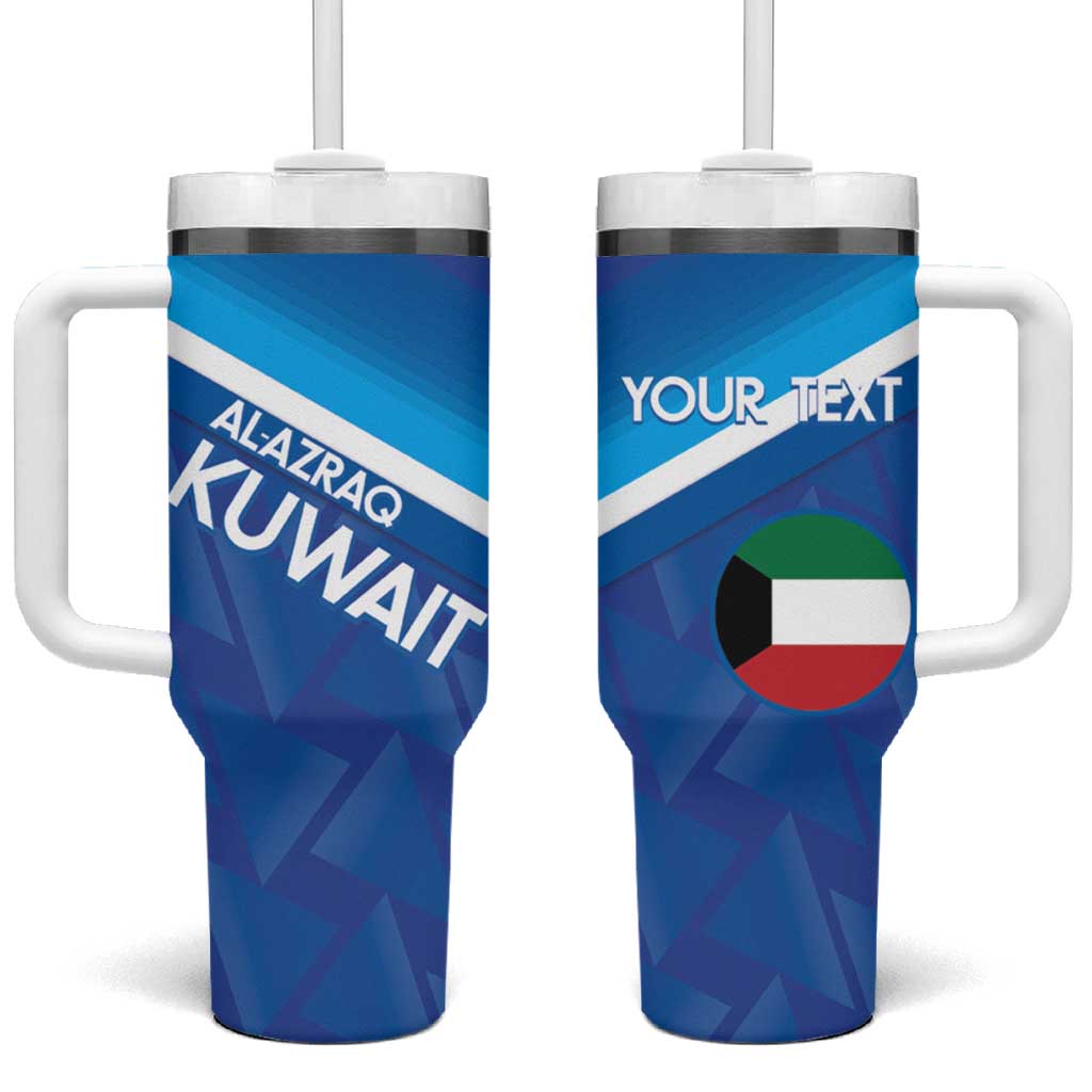 Custom Kuwait Football Tumbler With Handle Al-Azraq Sporty Style - Wonder Print Shop