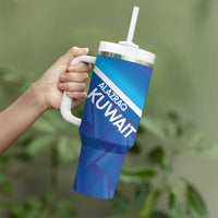 Custom Kuwait Football Tumbler With Handle Al-Azraq Sporty Style - Wonder Print Shop