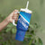 Custom Kuwait Football Tumbler With Handle Al-Azraq Sporty Style - Wonder Print Shop