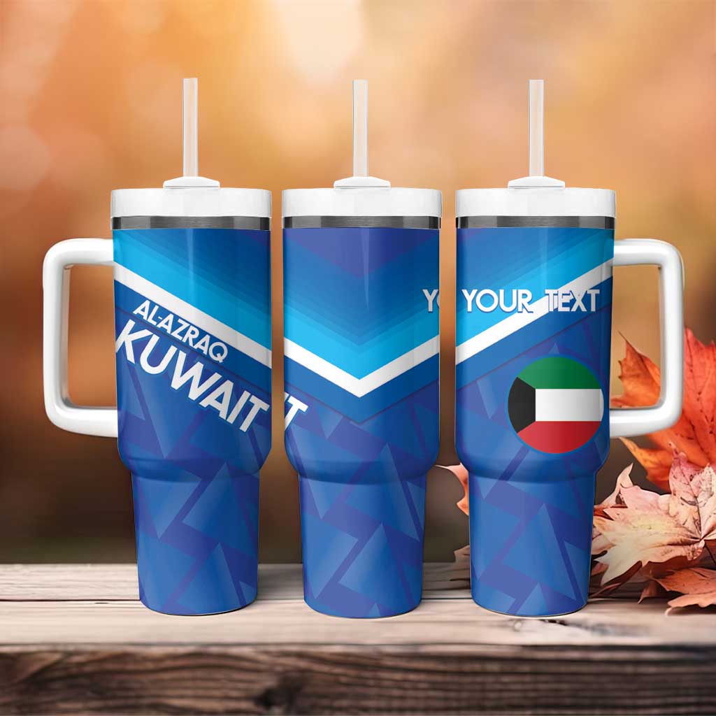 Custom Kuwait Football Tumbler With Handle Al-Azraq Sporty Style - Wonder Print Shop
