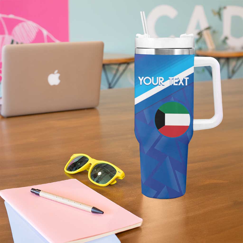 Custom Kuwait Football Tumbler With Handle Al-Azraq Sporty Style - Wonder Print Shop