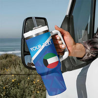 Custom Kuwait Football Tumbler With Handle Al-Azraq Sporty Style - Wonder Print Shop
