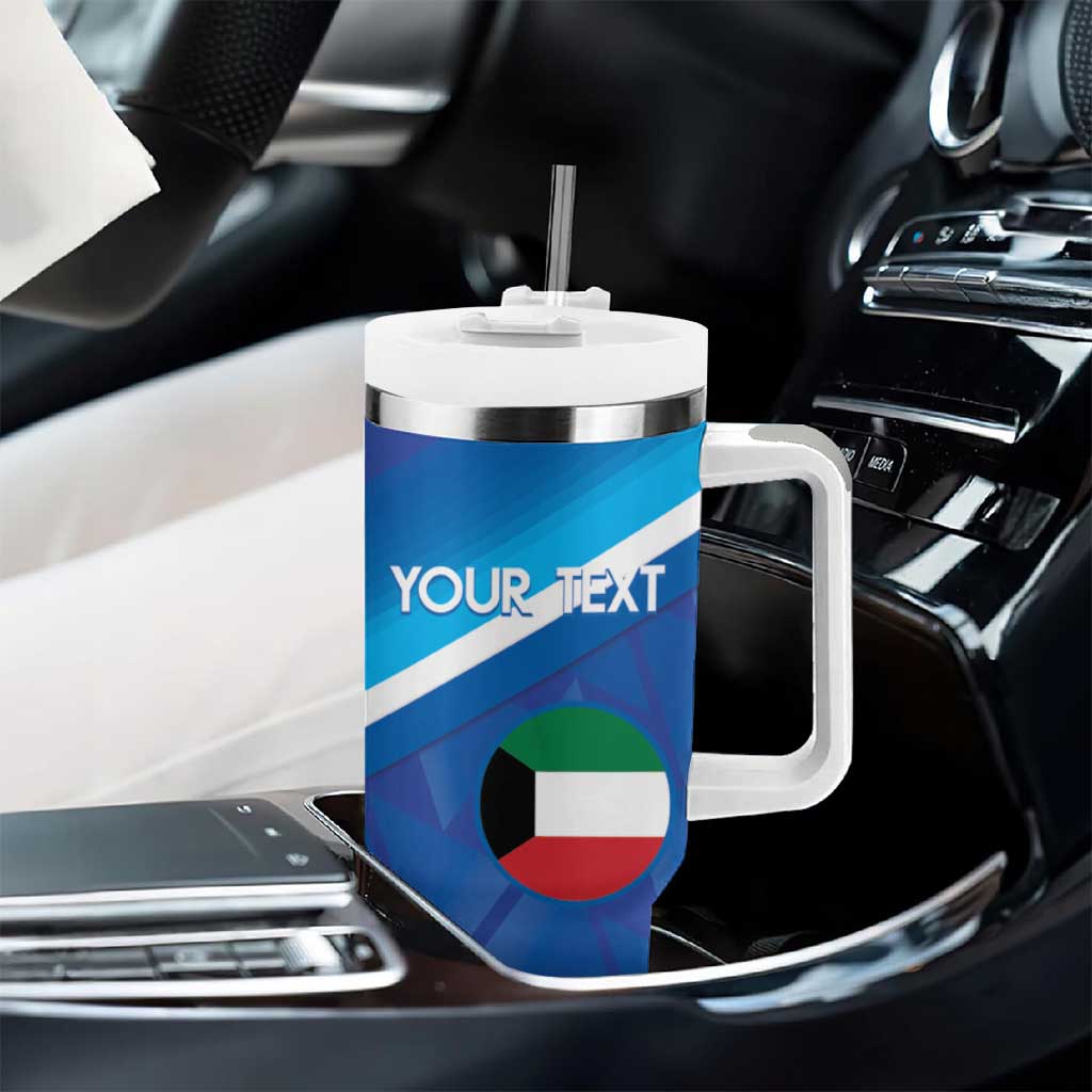 Custom Kuwait Football Tumbler With Handle Al-Azraq Sporty Style - Wonder Print Shop
