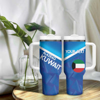 Custom Kuwait Football Tumbler With Handle Al-Azraq Sporty Style - Wonder Print Shop