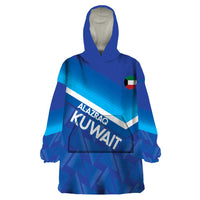 Custom Kuwait Football Wearable Blanket Hoodie Al-Azraq Sporty Style - Wonder Print Shop