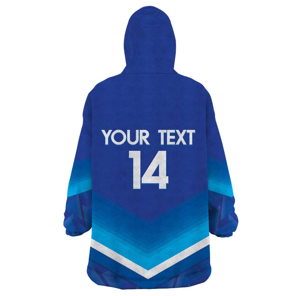 Custom Kuwait Football Wearable Blanket Hoodie Al-Azraq Sporty Style - Wonder Print Shop