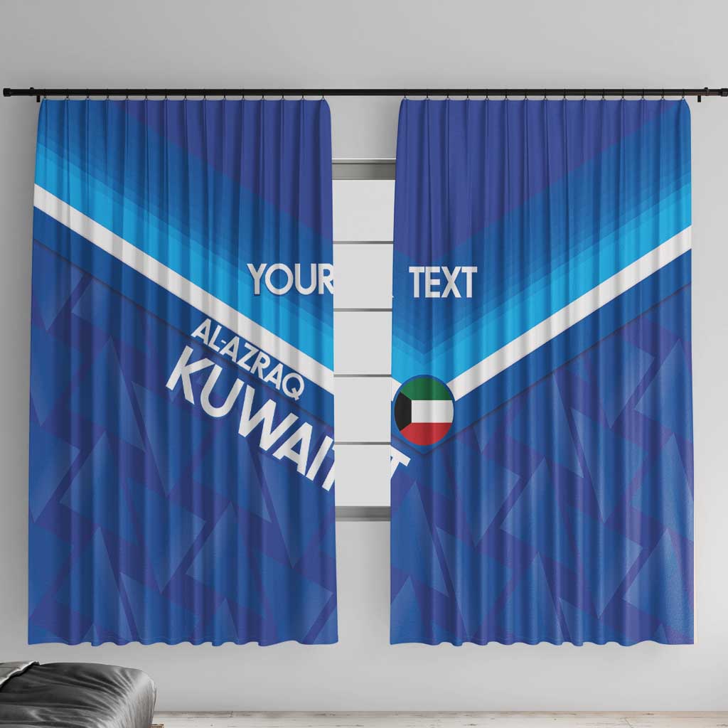 Custom Kuwait Football Window Curtain Al-Azraq Sporty Style - Wonder Print Shop