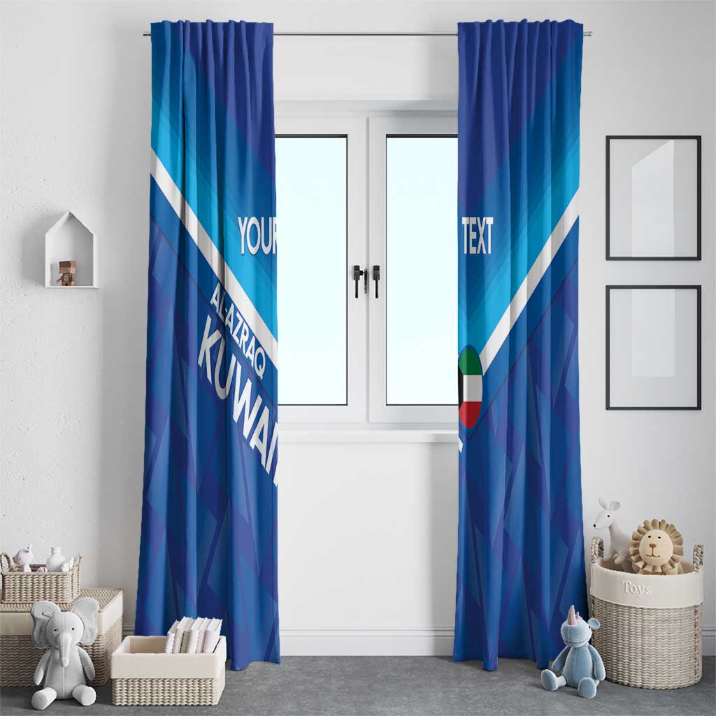 Custom Kuwait Football Window Curtain Al-Azraq Sporty Style - Wonder Print Shop