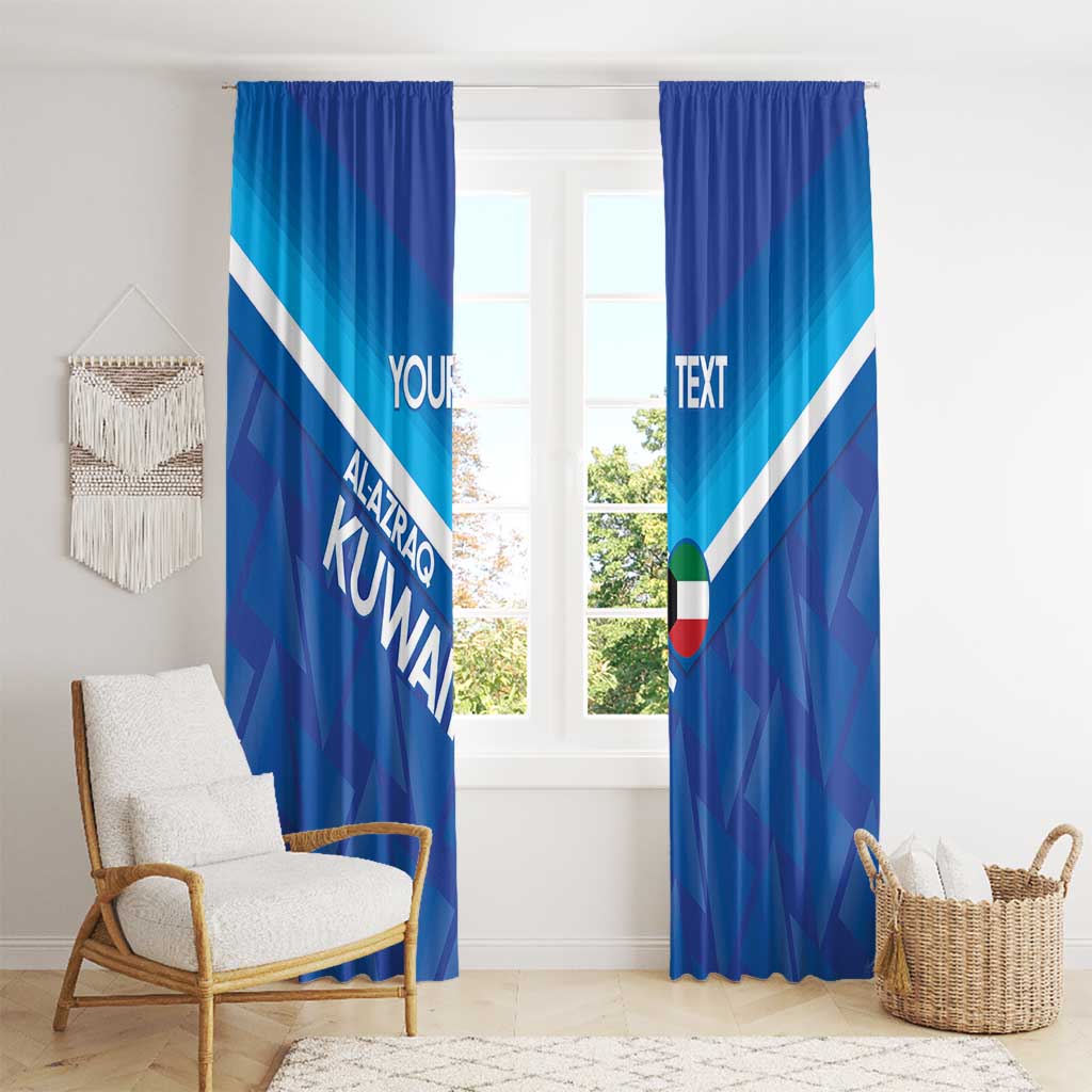Custom Kuwait Football Window Curtain Al-Azraq Sporty Style - Wonder Print Shop