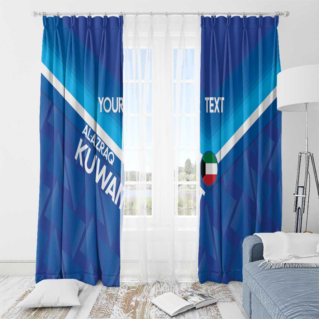 Custom Kuwait Football Window Curtain Al-Azraq Sporty Style - Wonder Print Shop