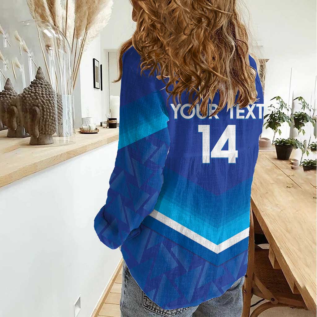 Custom Kuwait Football Women Casual Shirt Al-Azraq Sporty Style - Wonder Print Shop