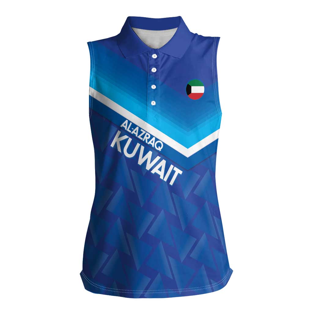Custom Kuwait Football Women Sleeveless Polo Shirt Al-Azraq Sporty Style - Wonder Print Shop