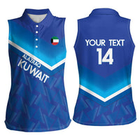 Custom Kuwait Football Women Sleeveless Polo Shirt Al-Azraq Sporty Style - Wonder Print Shop