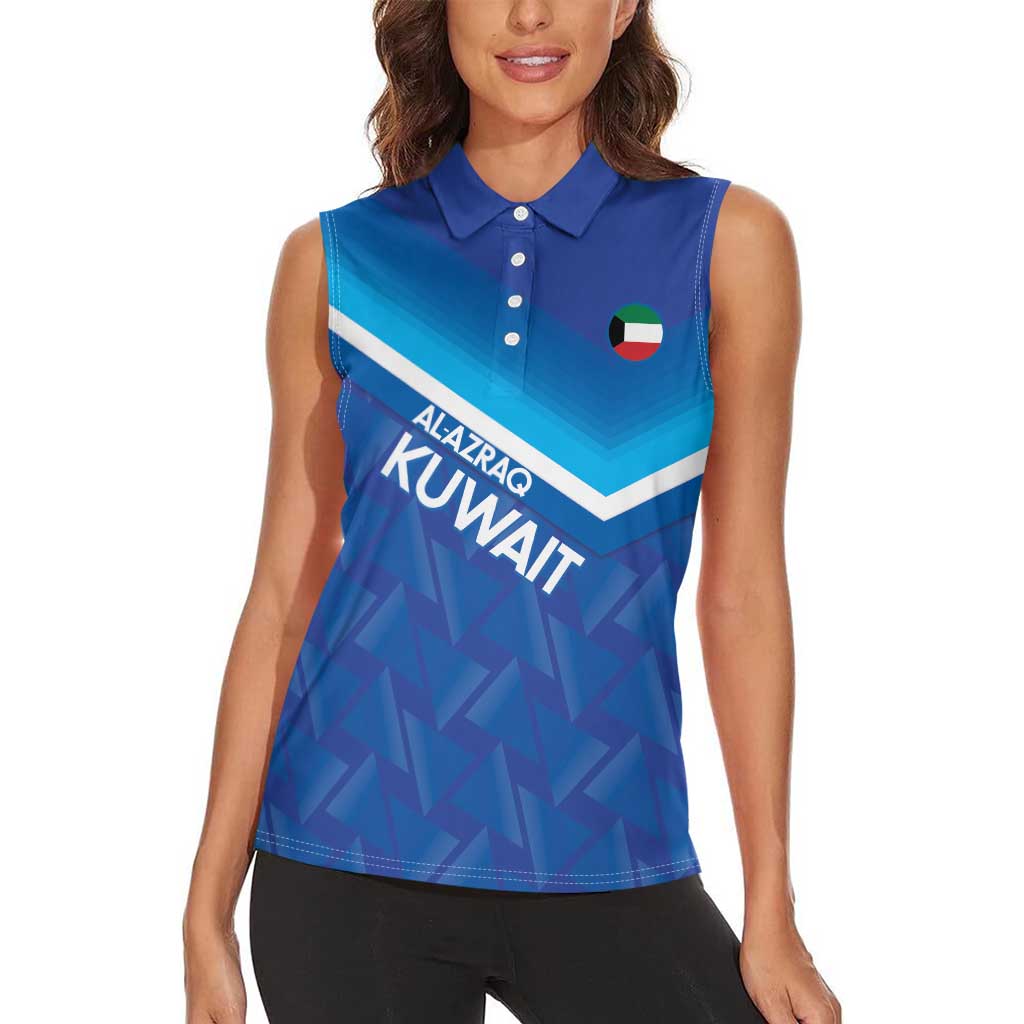 Custom Kuwait Football Women Sleeveless Polo Shirt Al-Azraq Sporty Style - Wonder Print Shop