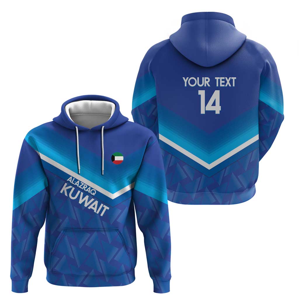Custom Kuwait Football Zip Hoodie Al-Azraq Sporty Style - Wonder Print Shop