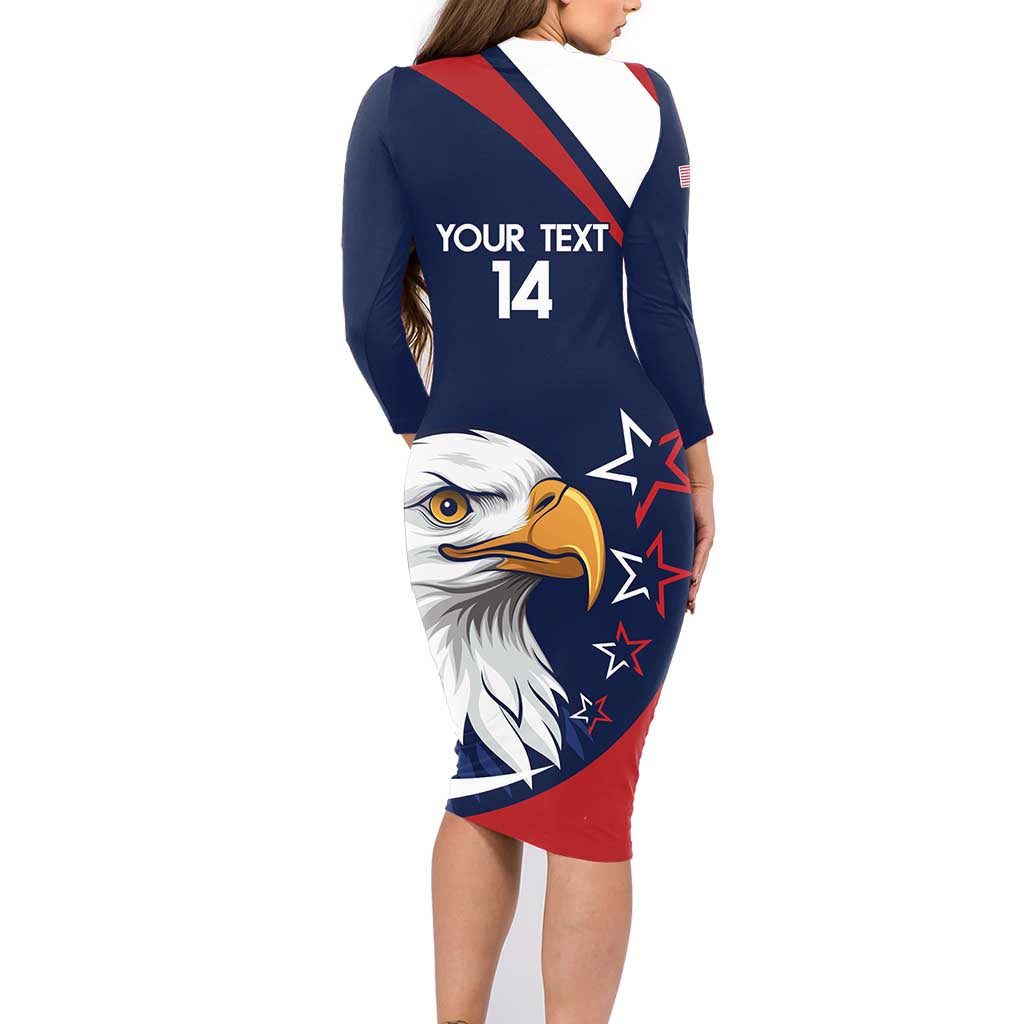 Custom USA Rugby Family Matching Long Sleeve Bodycon Dress and Hawaiian Shirt Go Eagles Sporty Style - Wonder Print Shop