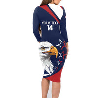 Custom USA Rugby Family Matching Long Sleeve Bodycon Dress and Hawaiian Shirt Go Eagles Sporty Style - Wonder Print Shop