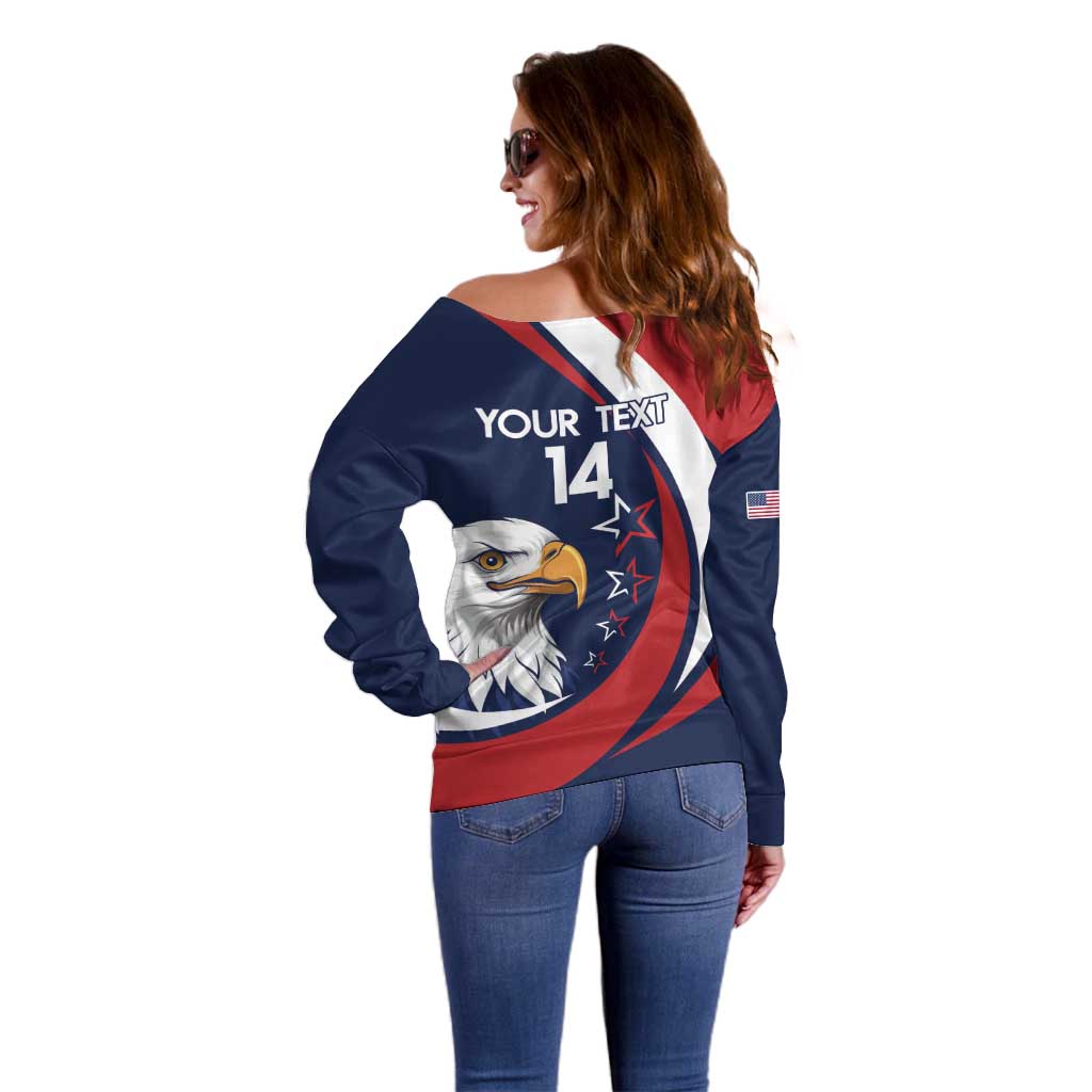 Custom USA Rugby Off Shoulder Sweater Go Eagles Sporty Style - Wonder Print Shop