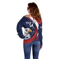Custom USA Rugby Off Shoulder Sweater Go Eagles Sporty Style - Wonder Print Shop