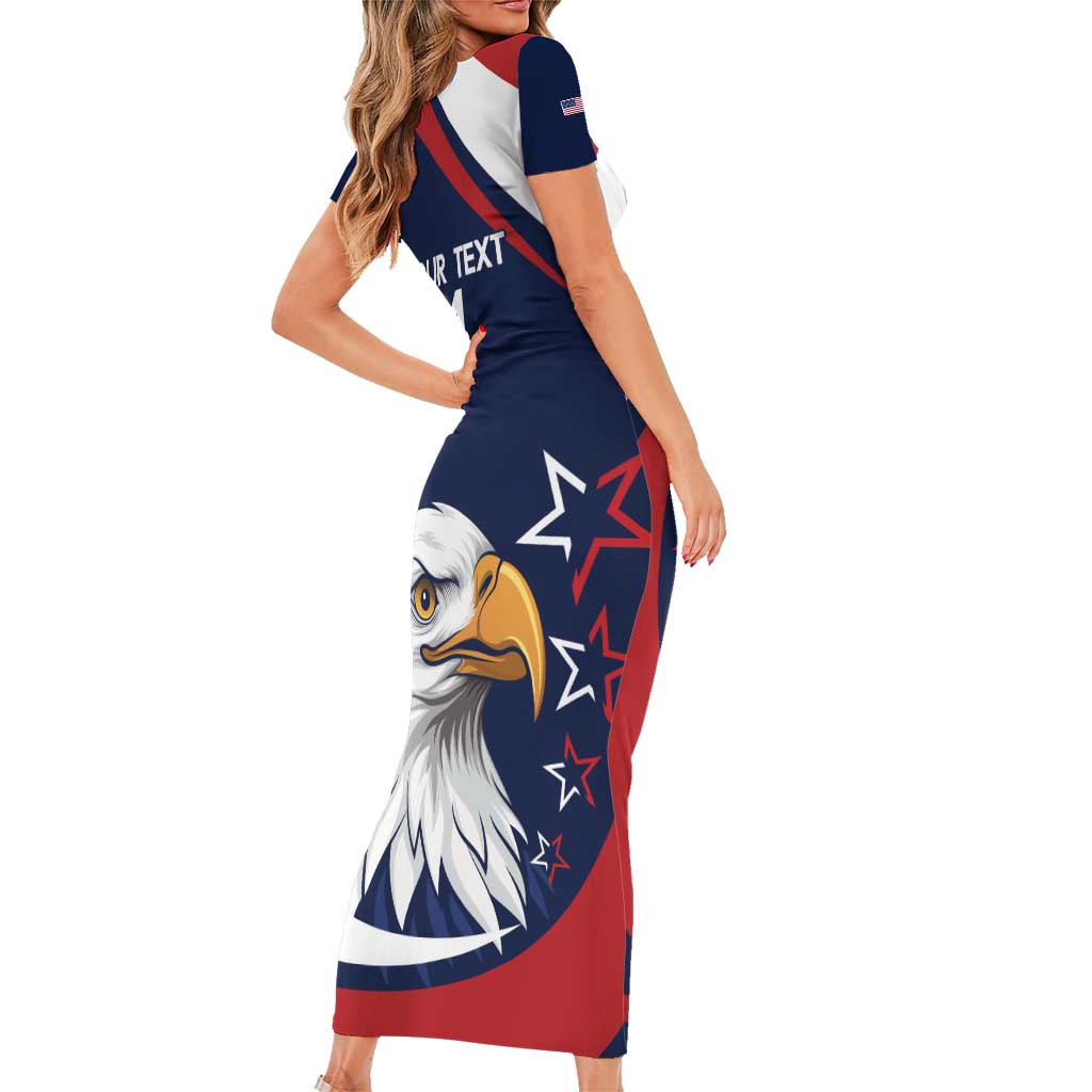 Custom USA Rugby Short Sleeve Bodycon Dress Go Eagles Sporty Style - Wonder Print Shop