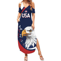 Custom USA Rugby Summer Maxi Dress Go Eagles Sporty Style - Wonder Print Shop