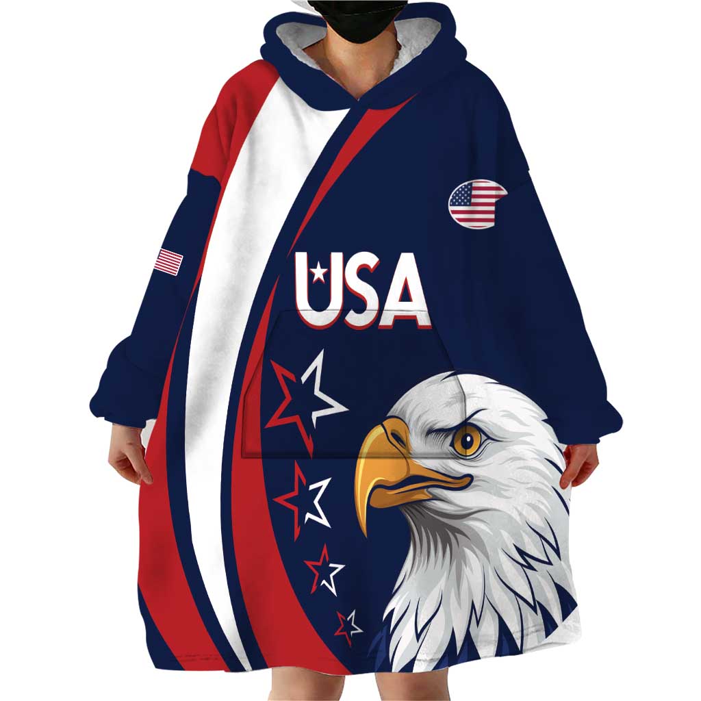 Custom USA Rugby Wearable Blanket Hoodie Go Eagles Sporty Style - Wonder Print Shop