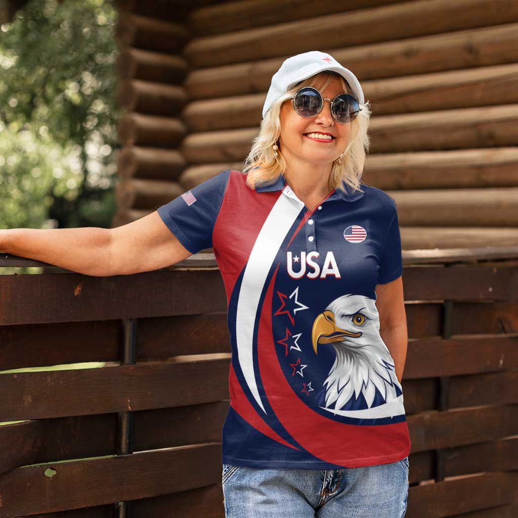 Custom USA Rugby Women Polo Shirt Go Eagles Sporty Style - Wonder Print Shop