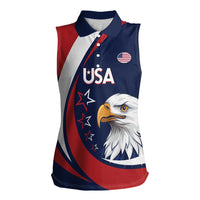 Custom USA Rugby Women Sleeveless Polo Shirt Go Eagles Sporty Style - Wonder Print Shop