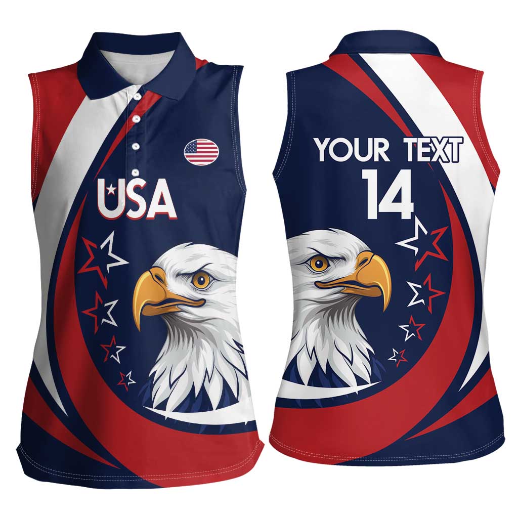 Custom USA Rugby Women Sleeveless Polo Shirt Go Eagles Sporty Style - Wonder Print Shop