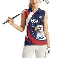 Custom USA Rugby Women Sleeveless Polo Shirt Go Eagles Sporty Style - Wonder Print Shop