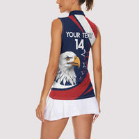 Custom USA Rugby Women Sleeveless Polo Shirt Go Eagles Sporty Style - Wonder Print Shop