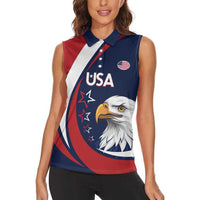 Custom USA Rugby Women Sleeveless Polo Shirt Go Eagles Sporty Style - Wonder Print Shop