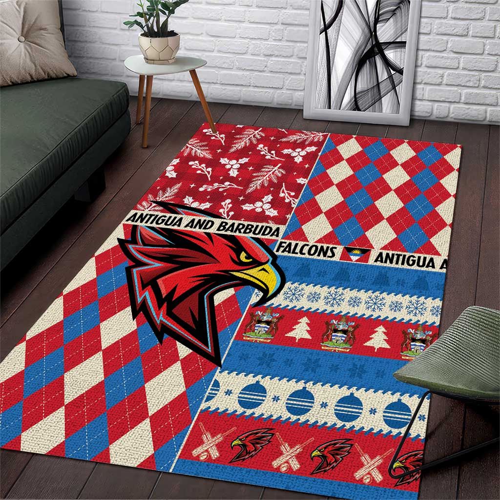 Antigua & Barbuda Cricket Christmas Area Rug Merry Xmas Falcons - Wonder Print Shop