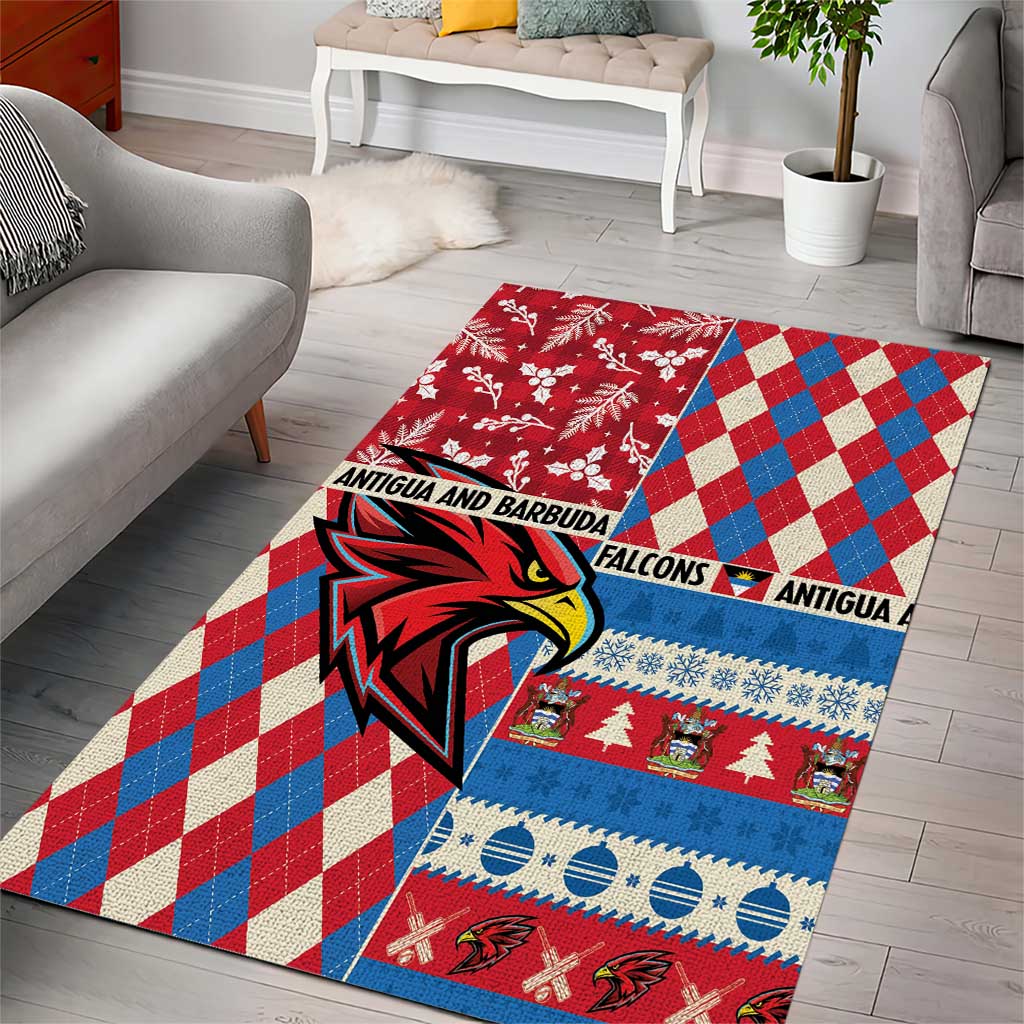 Antigua & Barbuda Cricket Christmas Area Rug Merry Xmas Falcons - Wonder Print Shop